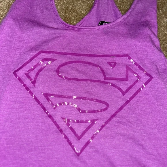 Women's Under Armour Superman Muscle Tank Size Large Purple logo - Picture 5 of 10